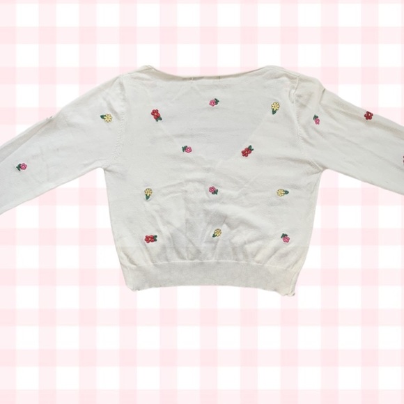 Zaful Tie Front Ditsy Flower Embroidered Cardigan - Picture 4 of 7